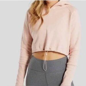 Gymshark Blush Pink Fleece cropped Hoodie Sm